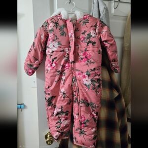 The Children's Place Pink Floral Puffer Snowsuit